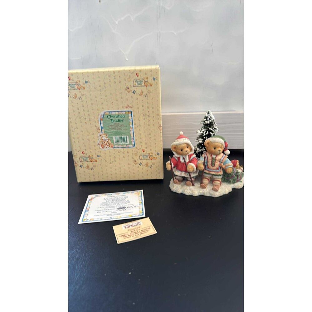 Cherished Teddies Segrid Justaf & Ingmar # 352799 Christmas Tree Farm Figurine